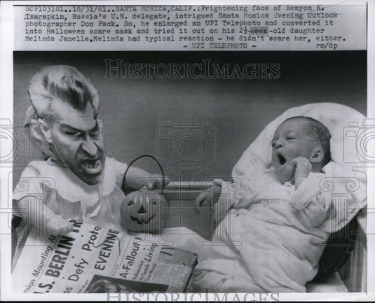 1961 Press Photo Frightening Face of Semyon K Tsarapkin Russia's U.N. Delegate