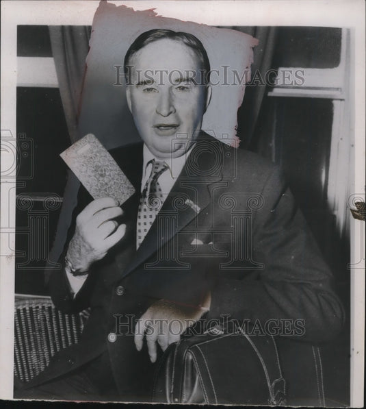 1954 Press Photo William Clark Holding Passport in New York - nef43690