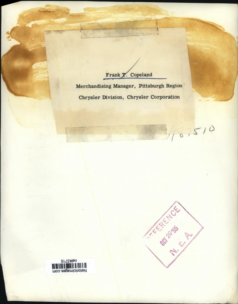 1955 Press Photo Frank T. Copeland of Chrysler Corporation - nef43715