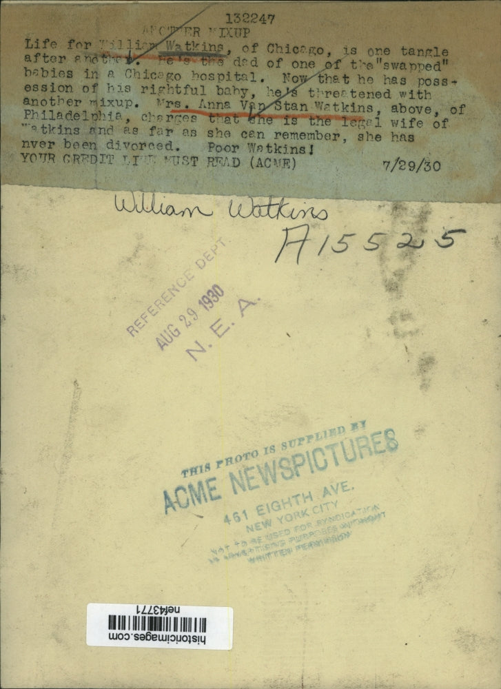 1930 Press Photo Anna Van Stan Watkins of Philadelphia - nef43771