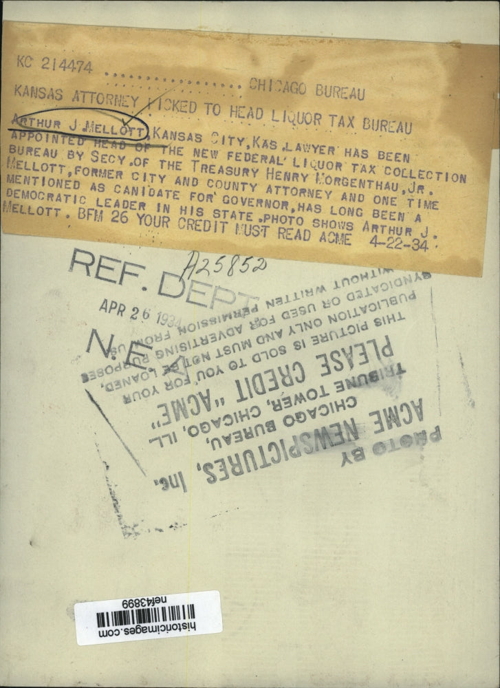 1934 Press Photo Arthur J. Mellott - nef43899