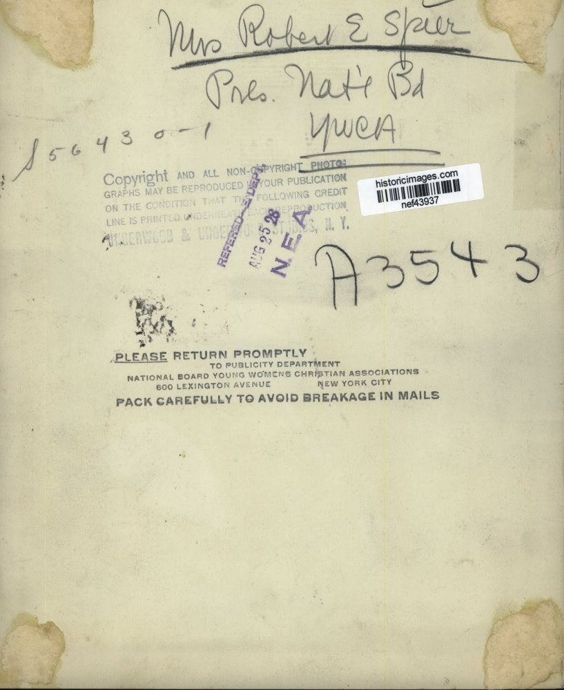 1928 Press Photo Mrs Robert E Spier President of National Board YWCA - nef43937