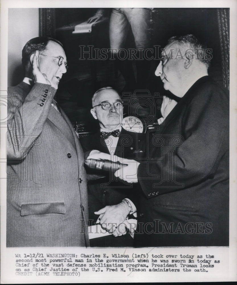 1951 Press Photo Charles Wilson Sworn in as Defense Mobilization Program Chief- Historic Images