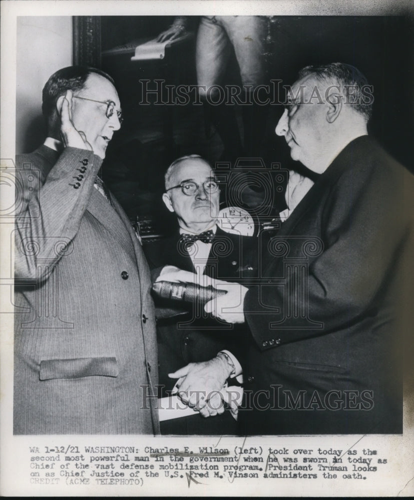 1950 Press Photo Charles Wilson Sworn in as Defense Mobilization Program Chief