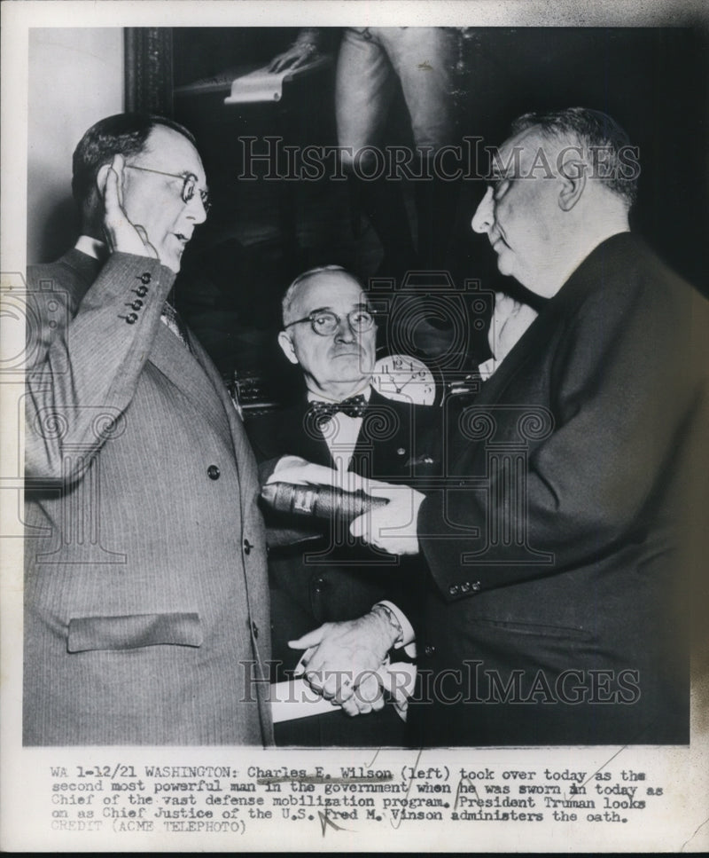 Load image into Gallery viewer, 1950 Press Photo Charles Wilson Sworn in as Defense Mobilization Program Chief
