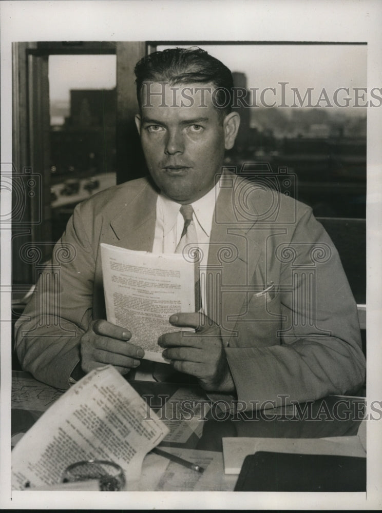1938 Press Photo Roy S Pruitt Transferred to Washington for Administrative Duty