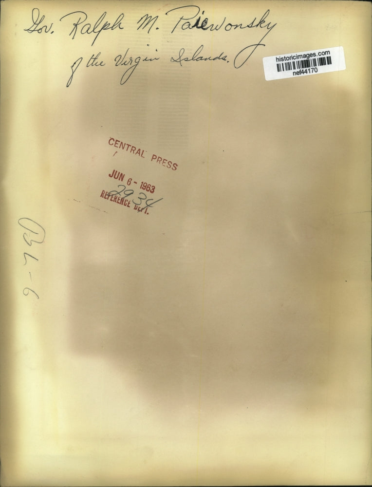 1963 Press Photo Governor Ralph M. Paiewonsky of the Virgin Islands - nef44170