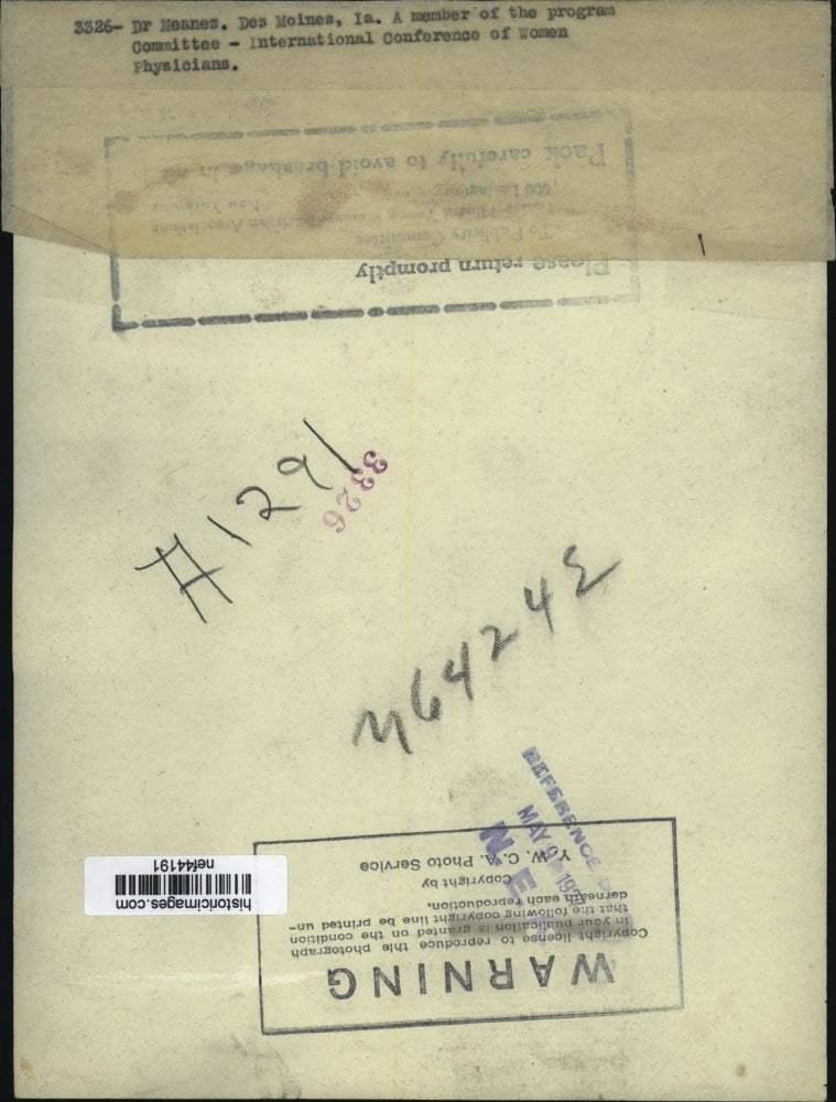 1927 Press Photo Dr Heanes of Des Moines Iowa Member of Conference Women Physici