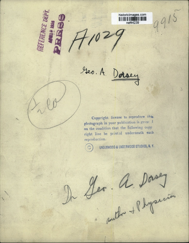 1926 Press Photo George A. Dorsey, Author & Physician - nef44239