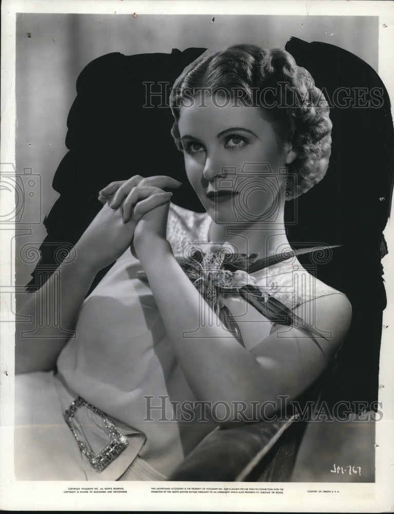 1936 Press Photo Actress Jean Muir Filming "Fugitive in the Sky" - nef44262