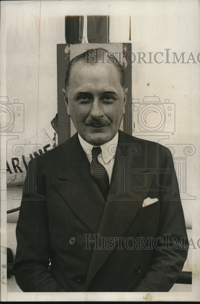 1931 Press Photo Kaye Don Speedboat Record Holder Arrives in New York from UK