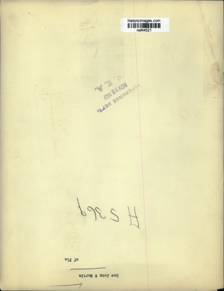 1927 Press Photo John W. Martin, Florida Governor - nef44521