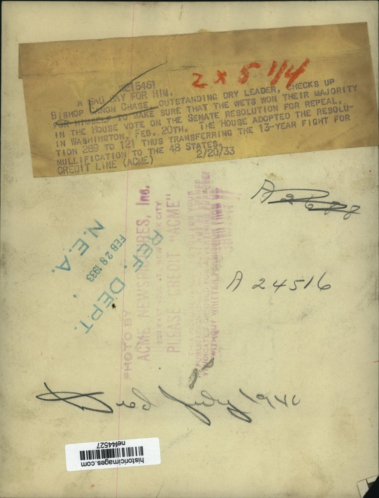 1933 Press Photo Bishop Canon Chase at Senate Meeting, Washington, D.C.