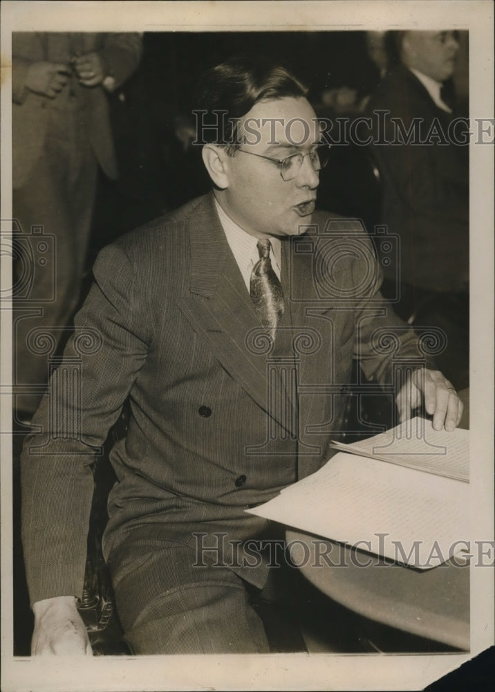 1938 Press Photo Homer Martin at House Un-American Activities Committee Hearing