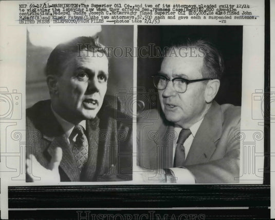 1956 Press Photo Superior Oil Co Pleads Guilty of Violating Lobbying Law