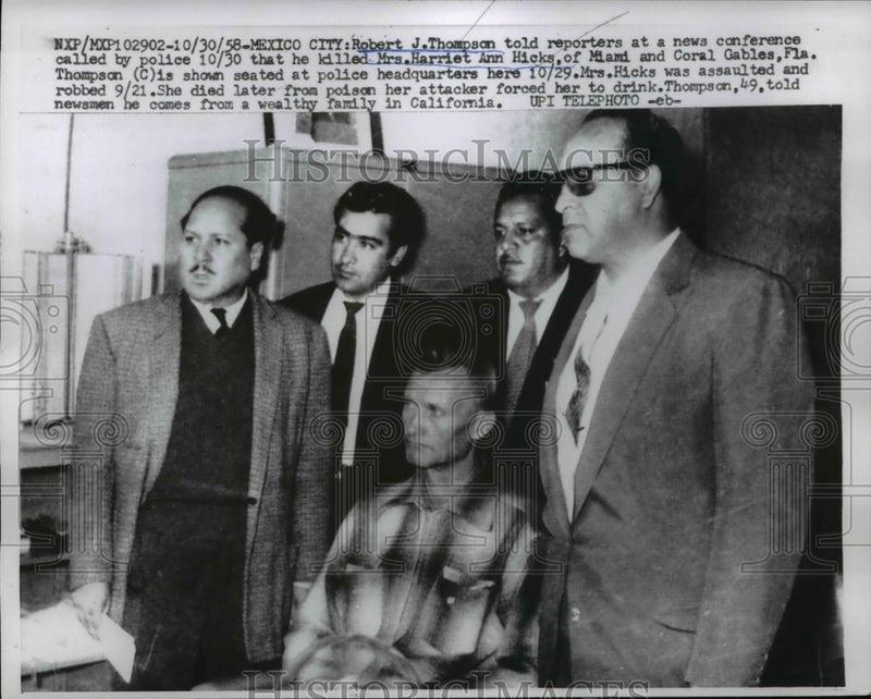 Load image into Gallery viewer, 1958 Press Photo Robert J. Thompson at Police Headquarters, Mexico City
