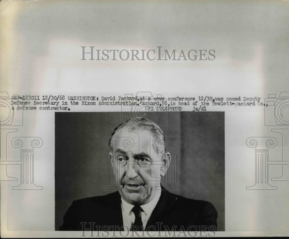 1968 Press Photo David Packard Named Deputy Defense Secretary in Nixon Admin