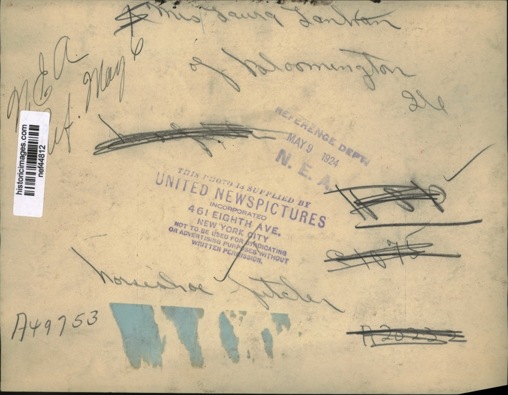 1924 Press Photo Ms Laura Lanhan of Bloomington - nef44812