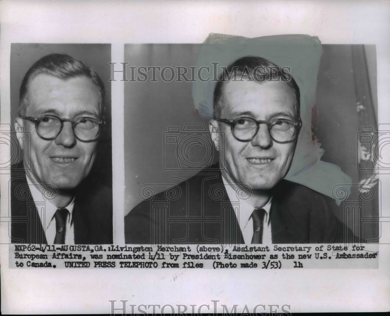 Load image into Gallery viewer, 1956 Press Photo Livingston Merchant Nominated New U.S. Ambassador to Canada

