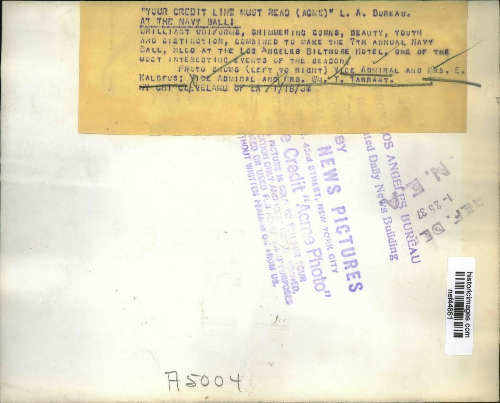 1937 Press Photo Attendees 7th Annual Navy Ball, Los Angeles Biltmore Hotel