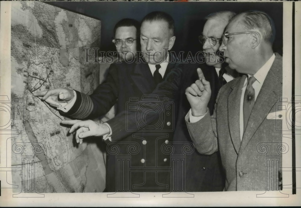 1957 Press Photo John Foster Dulles, Others at House Foreign Affairs Hearing