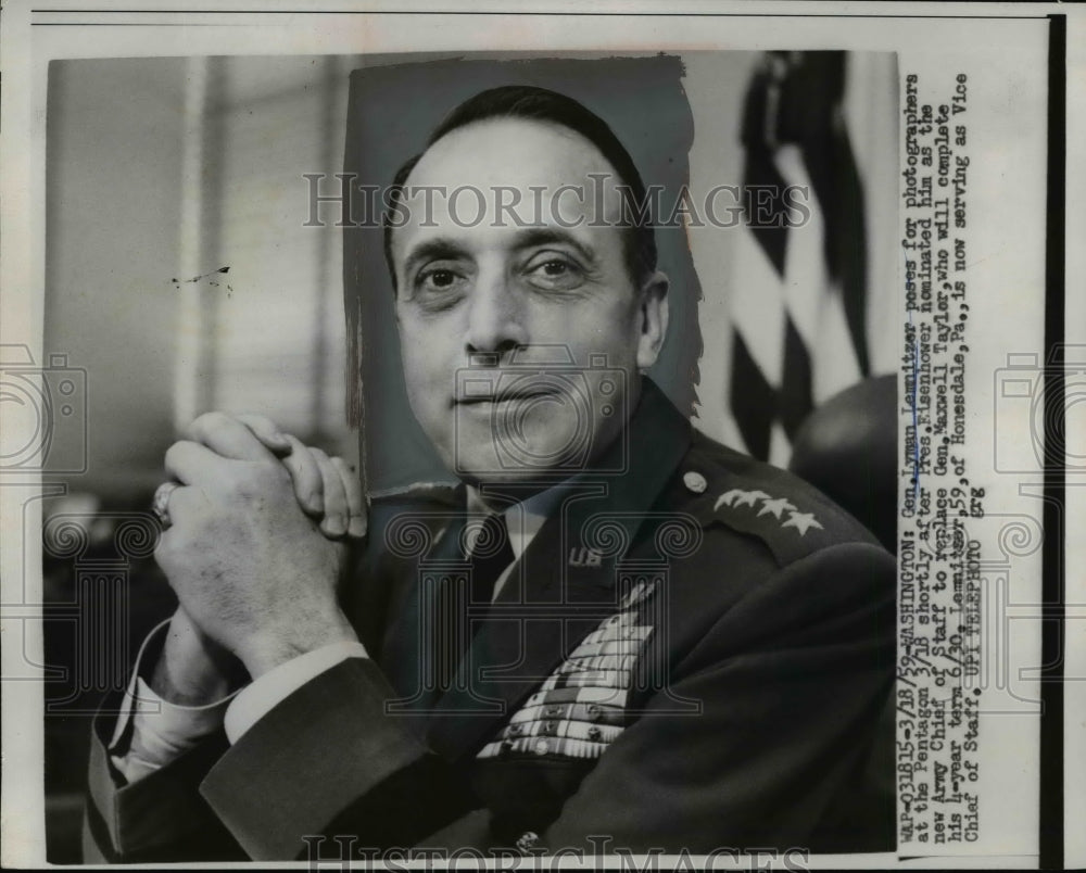 1959 Press Photo General Lyman Lemitzer at Pentagon - nef44900