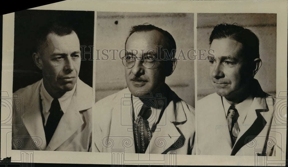 1949 Press Photo Breast Cancer Research Doctors/Surgeons/Scientists - nef45056