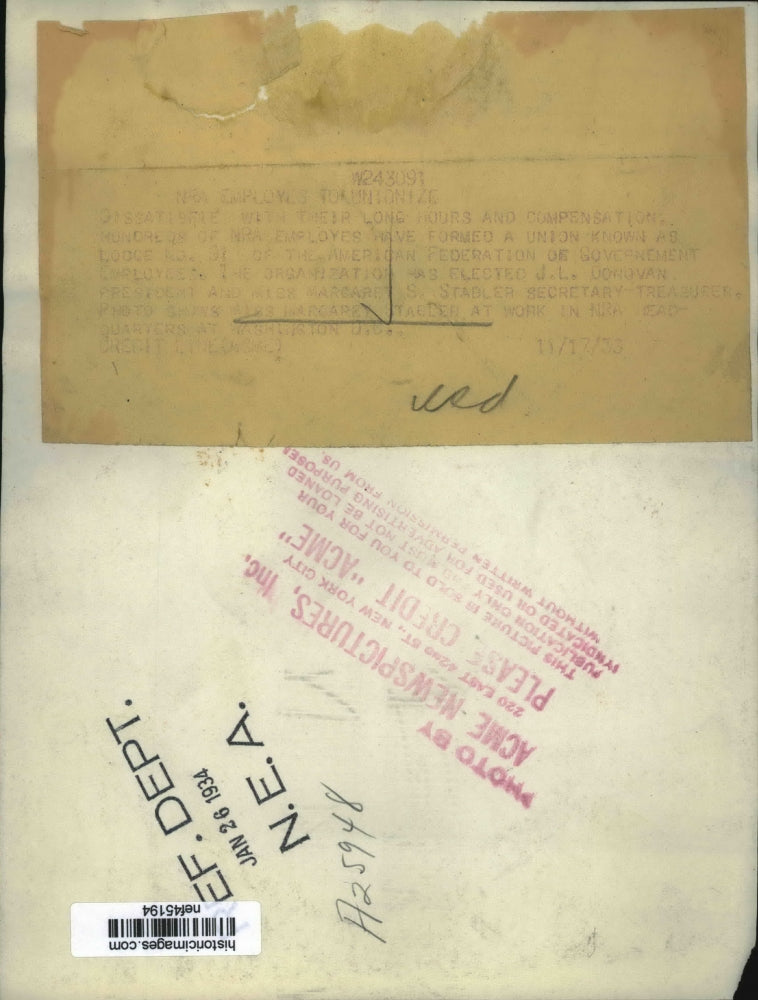 1933 Press Photo Margaret Stabler Secretary Treasure of NRA - nef45194