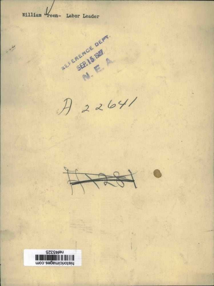 1927 Press Photo Labor Leader William Green - nef45325