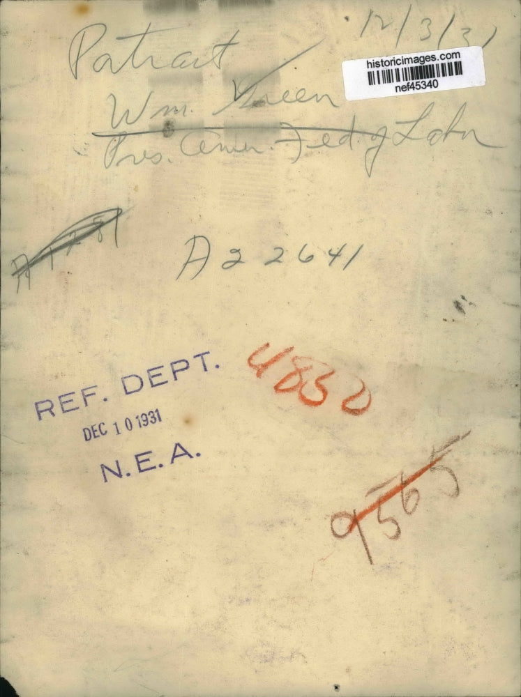 1931 Press Photo William Green President of American Federal of Labor