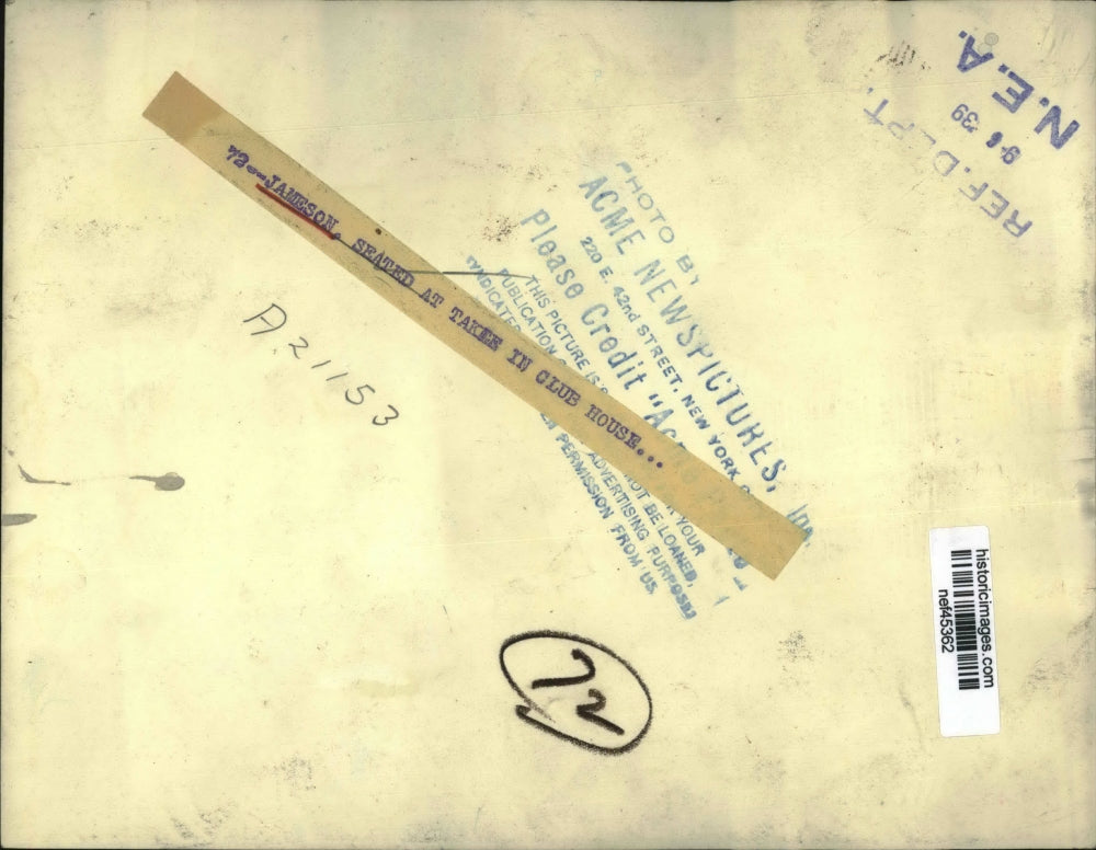 1939 Press Photo Jameson seated at a take in house - nef45362