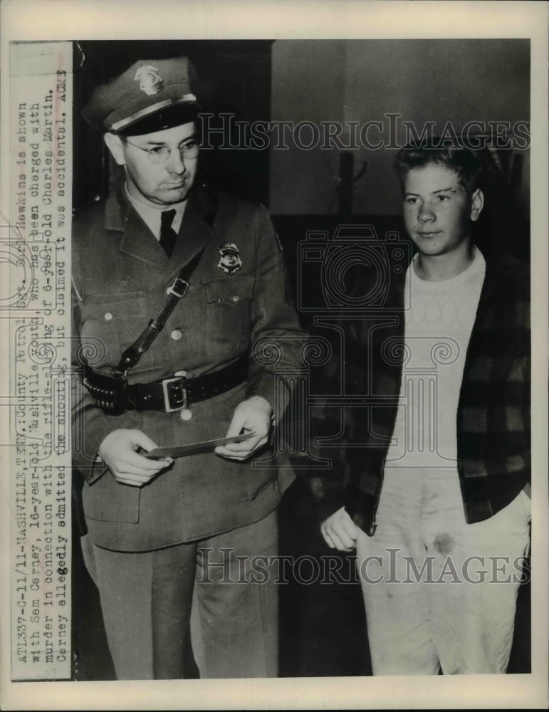 1948 Press Photo Sam Carney in Police Custody, Nashville, Tennessee - nef45440