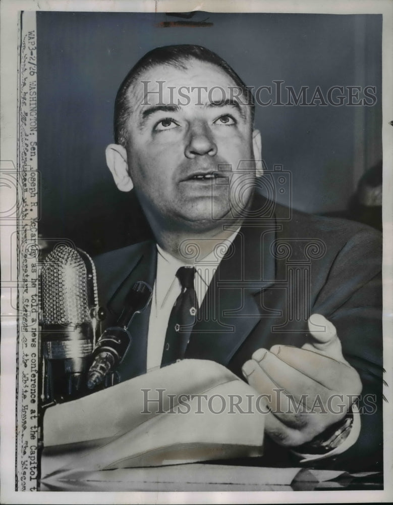 1954 Press Photo Joseph McCarthy Says He Has No Differences with Army Stevens