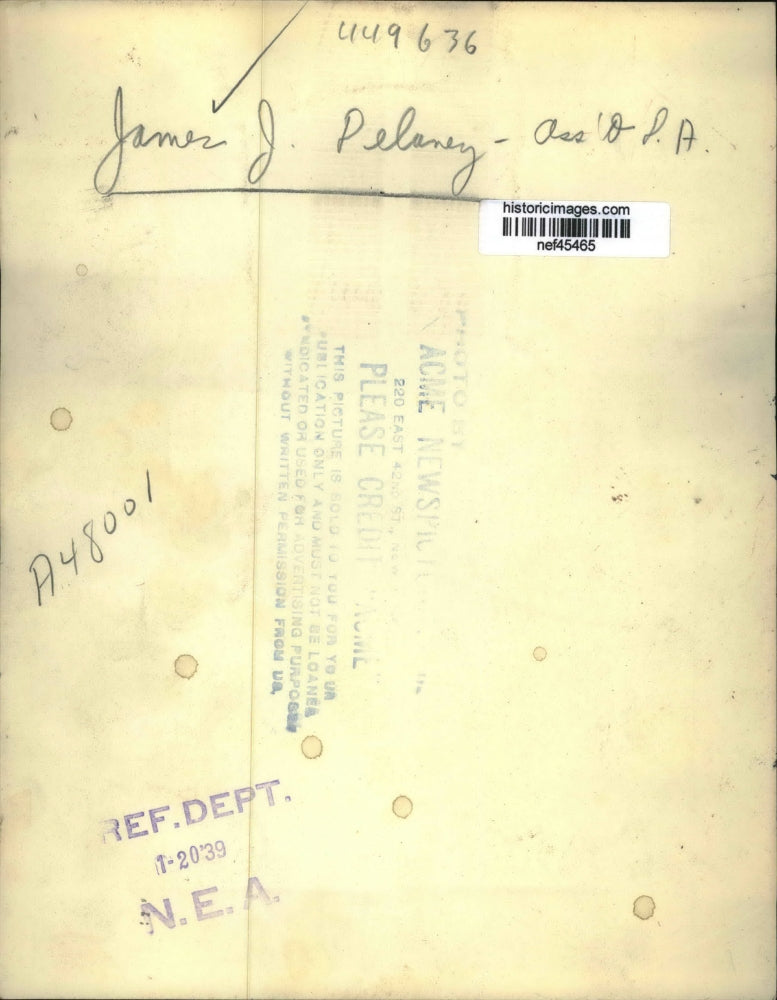 1939 Press Photo James J. Delaney, Congressman - nef45465