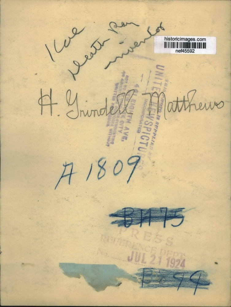 1924 Press Photo Harry Grindell Matthews, Inventor - nef45592