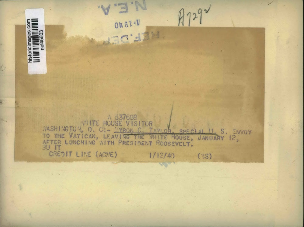 1940 Press Photo Myron C. Taylor Leaving White House - nef45603