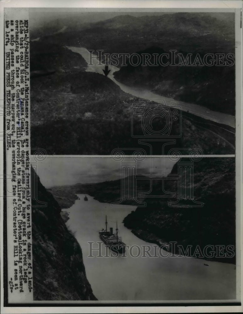 1954 Press Photo Panama Canal Possible Landslide at Contractor&#39;s Hill