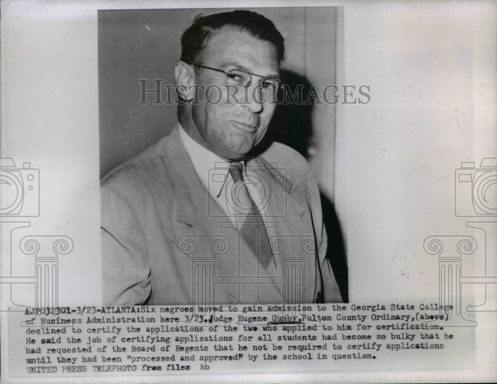1956 Press Photo Judge Eugene Gunby, Fulton County, Georgia - nef45948