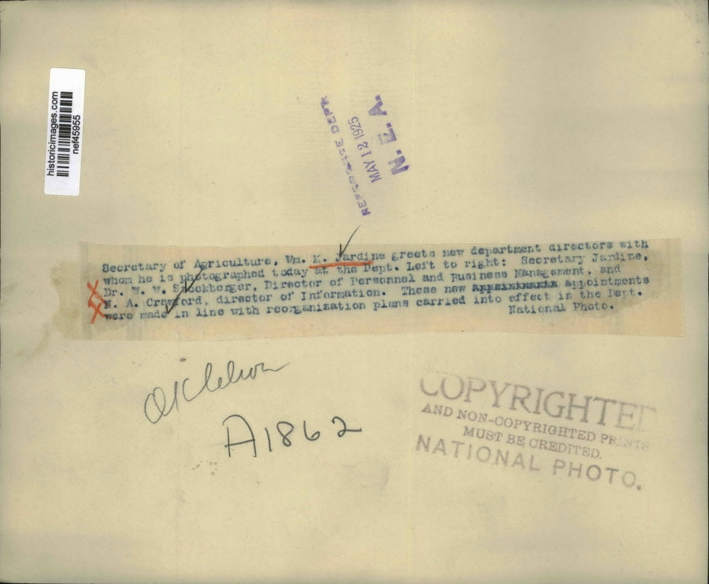 1925 Press Photo Secretary of Agriculture William Jardine Greets Dept Directors