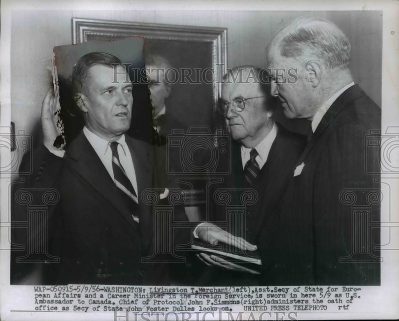 Load image into Gallery viewer, 1956 Press Photo Livingstone Merchant Sworn in as US Ambassador to Canada

