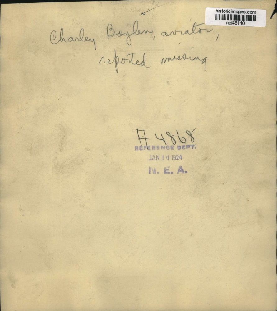 1924 Press Photo Charley Baylen, Missing Pilot - nef46110