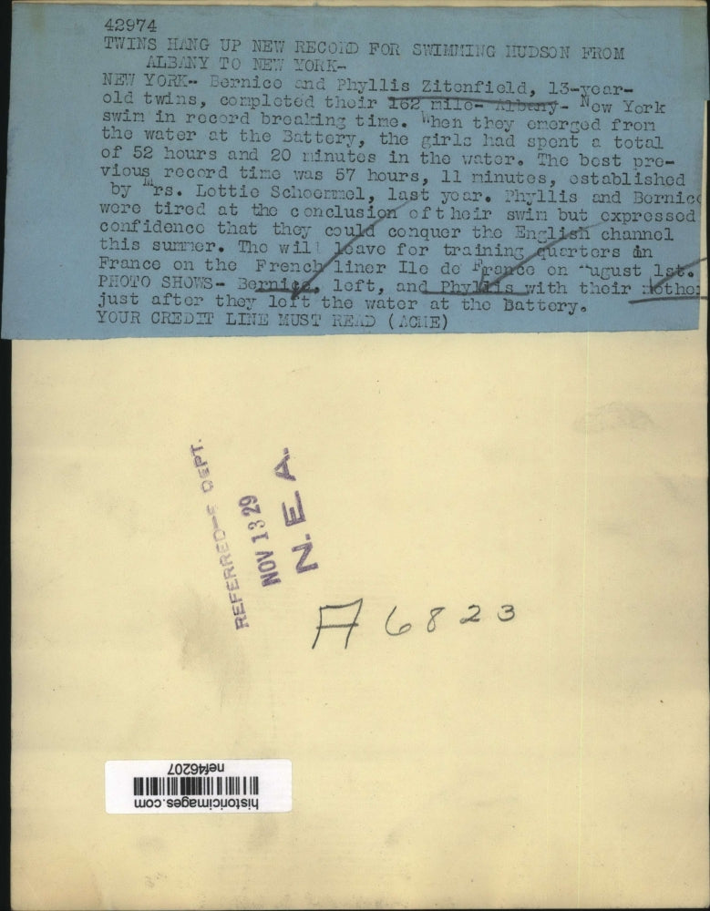 1929 Press Photo Bernice and Phyllis Zitenfield with their mother after losing