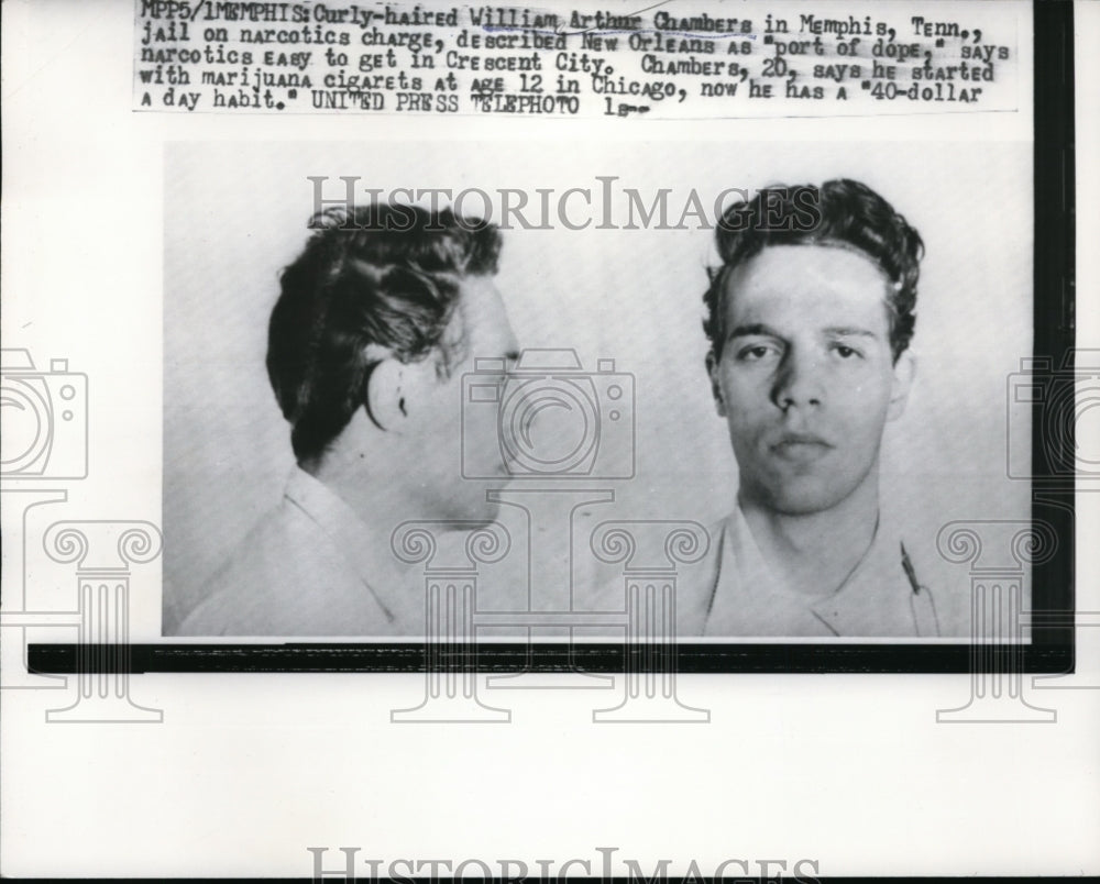 1958 Press Photo William Arthur Chambers jailed on narcotics charge - nef46294