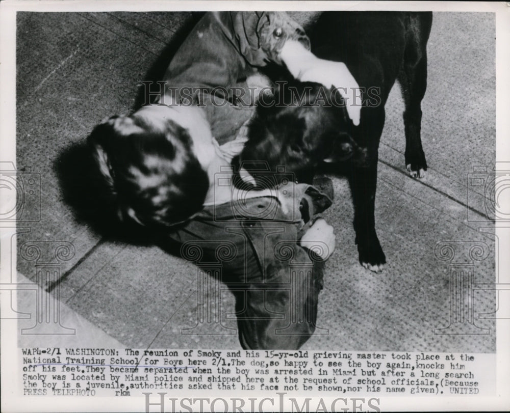 1954 Press Photo Reunion of Smokey & Master Took Place at Boy's Training School