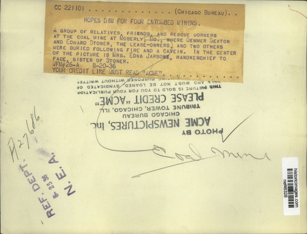 1936 Press Photo Demmer Sexton Edward Stoner & 2 Others Buried Following Fire