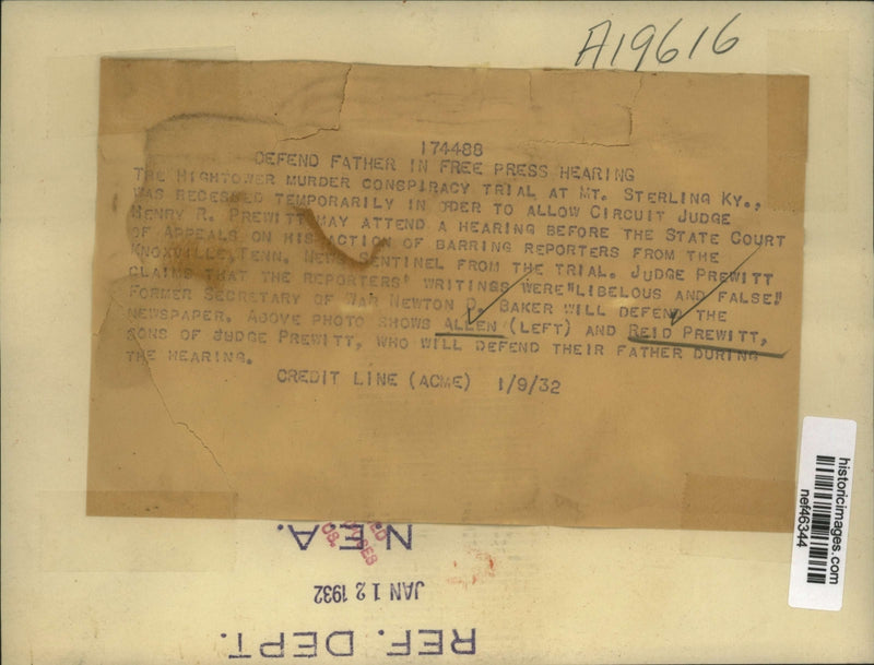 Load image into Gallery viewer, 1932 Press Photo The Hightower Murder Conspiracy Trial put on hold temporarily
