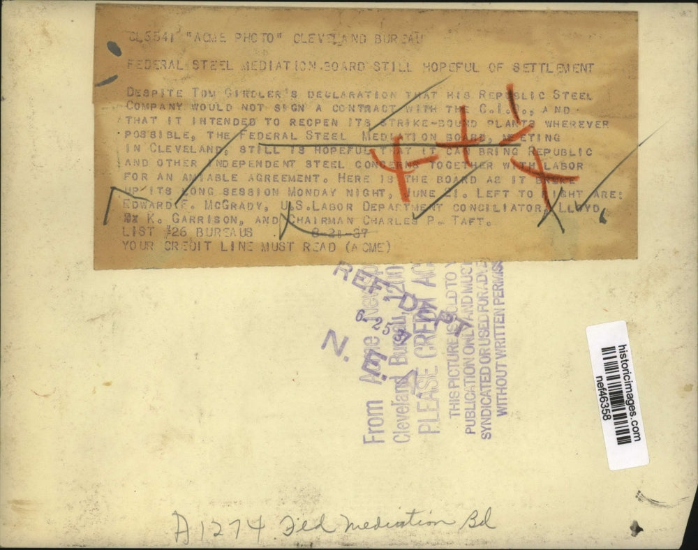 1937 Press Photo Federal Steel Mediation Board Meeting in Cleveland - nef46358