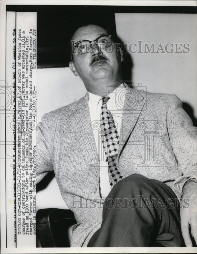 Load image into Gallery viewer, 1958 Press Photo Mayor Edwin R.Farrar charge of contributing to delinquency

