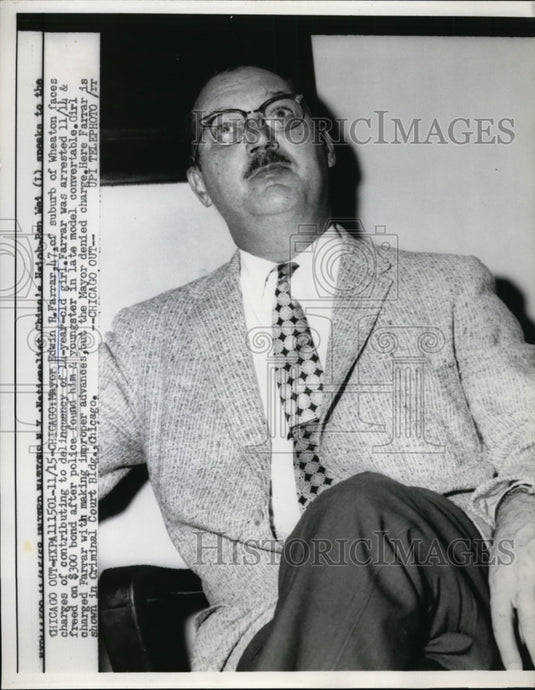 1958 Press Photo Mayor Edwin R.Farrar charge of contributing to delinquency