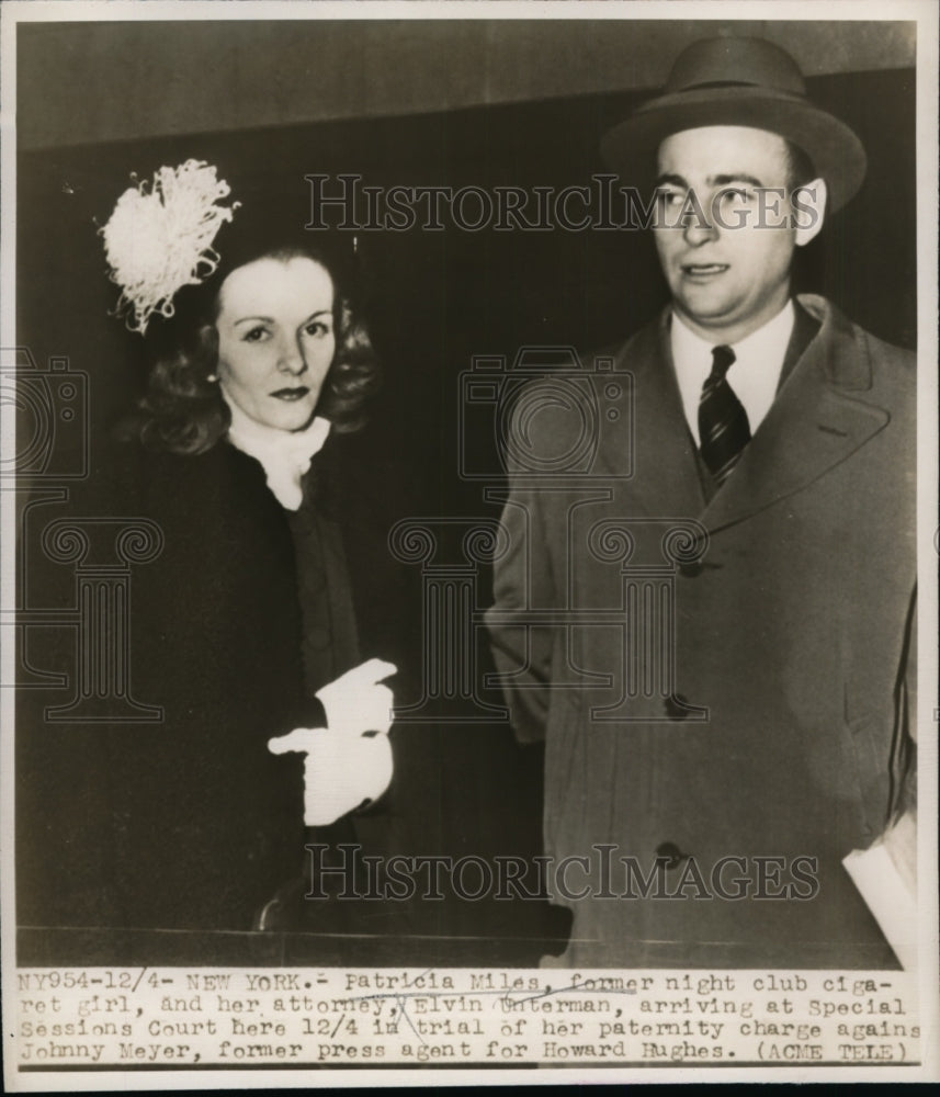 1947 Press Photo Patricia Miles and Attorney Elvin Unterman in NY Paternity Case